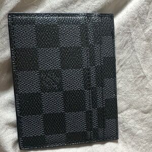 Designer-Inspired Black Checkered Men's Card & Key Holder
